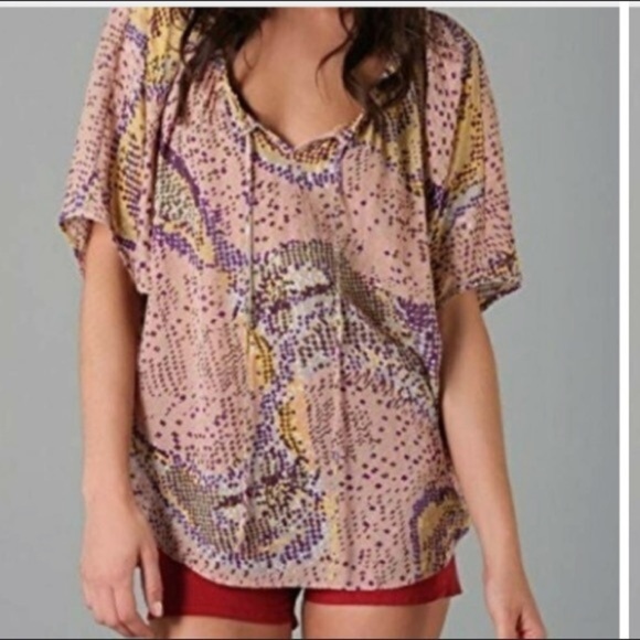 Parker Pixelated Silk Batwing Sleeve Top size Medium - Picture 1 of 10